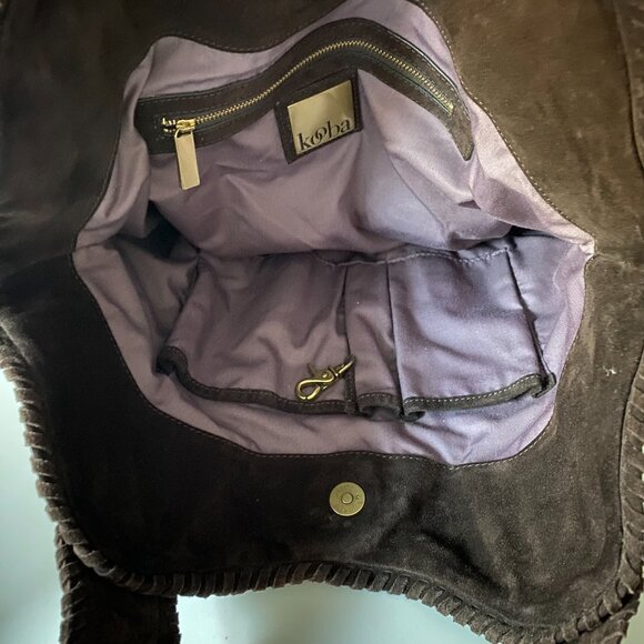 Kooba Dark Brown Suede Shoulder Bag - Picture 15 of 16